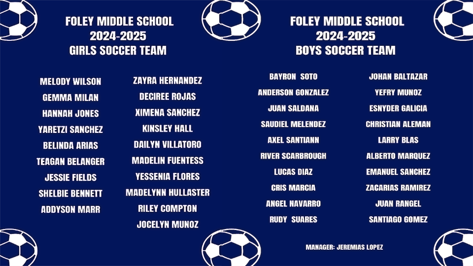 24/25 Girls' and Boys' soccer teams rosters